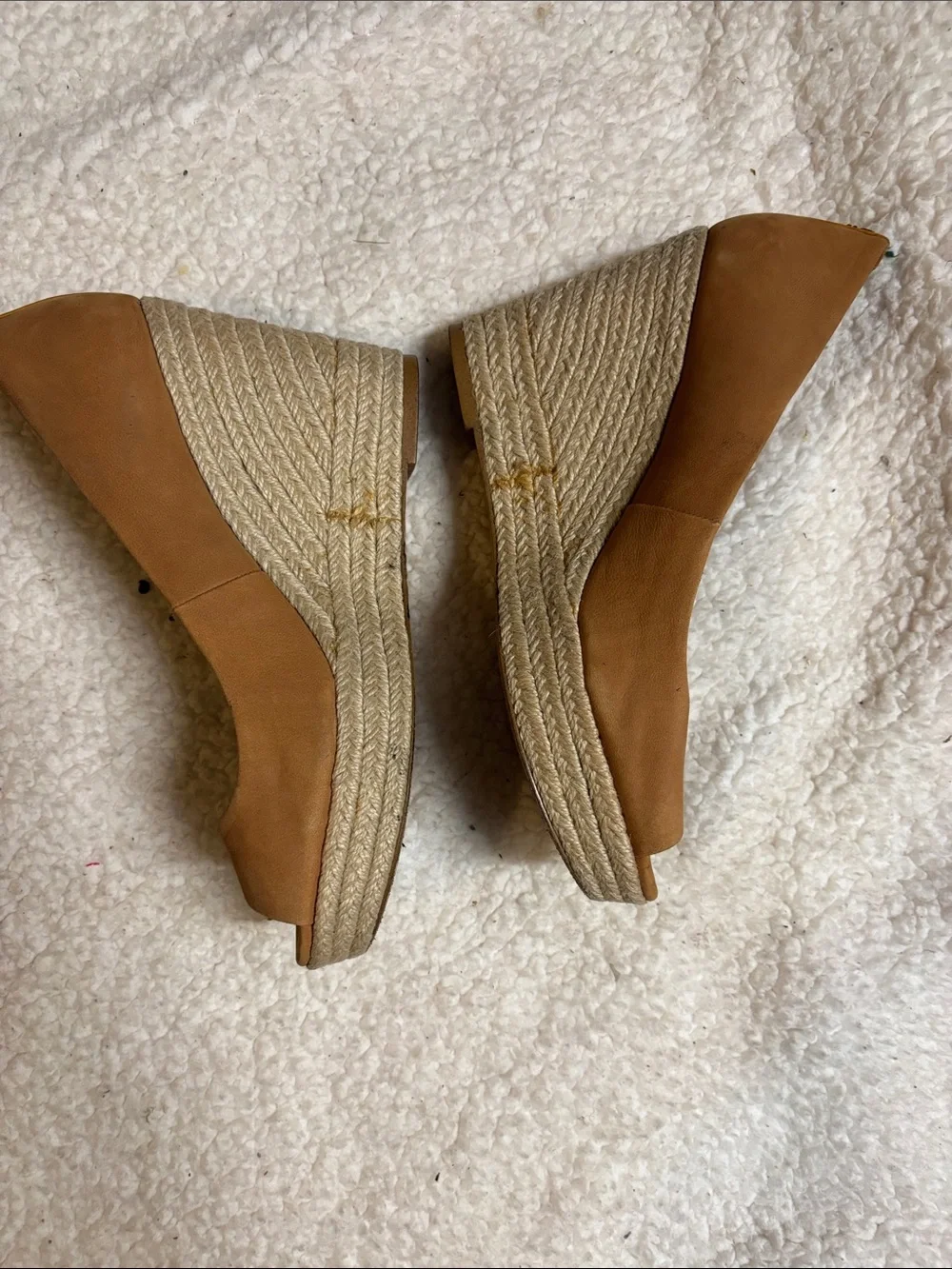 Coach Blaine Espadrille Wedge sandals peep toe camel women's 7.5B
